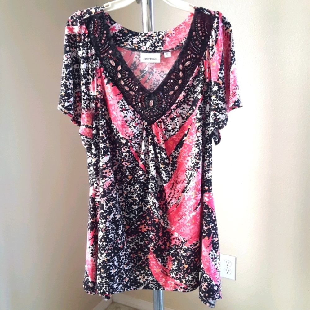 Avenue Pink and Black Blouse